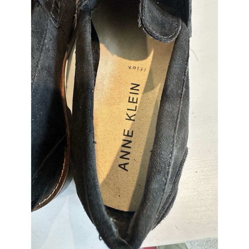 Anne Klein Beverly Black Suede Lug Sole Penny Loafers iFlex Women’s Size 7.5W - Picture 5 of 8